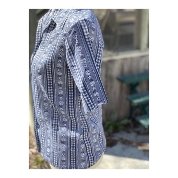 Vintage 70s Lady Manhattan Shirt Novelty Floral Sz 12 - Picture 6 of 12